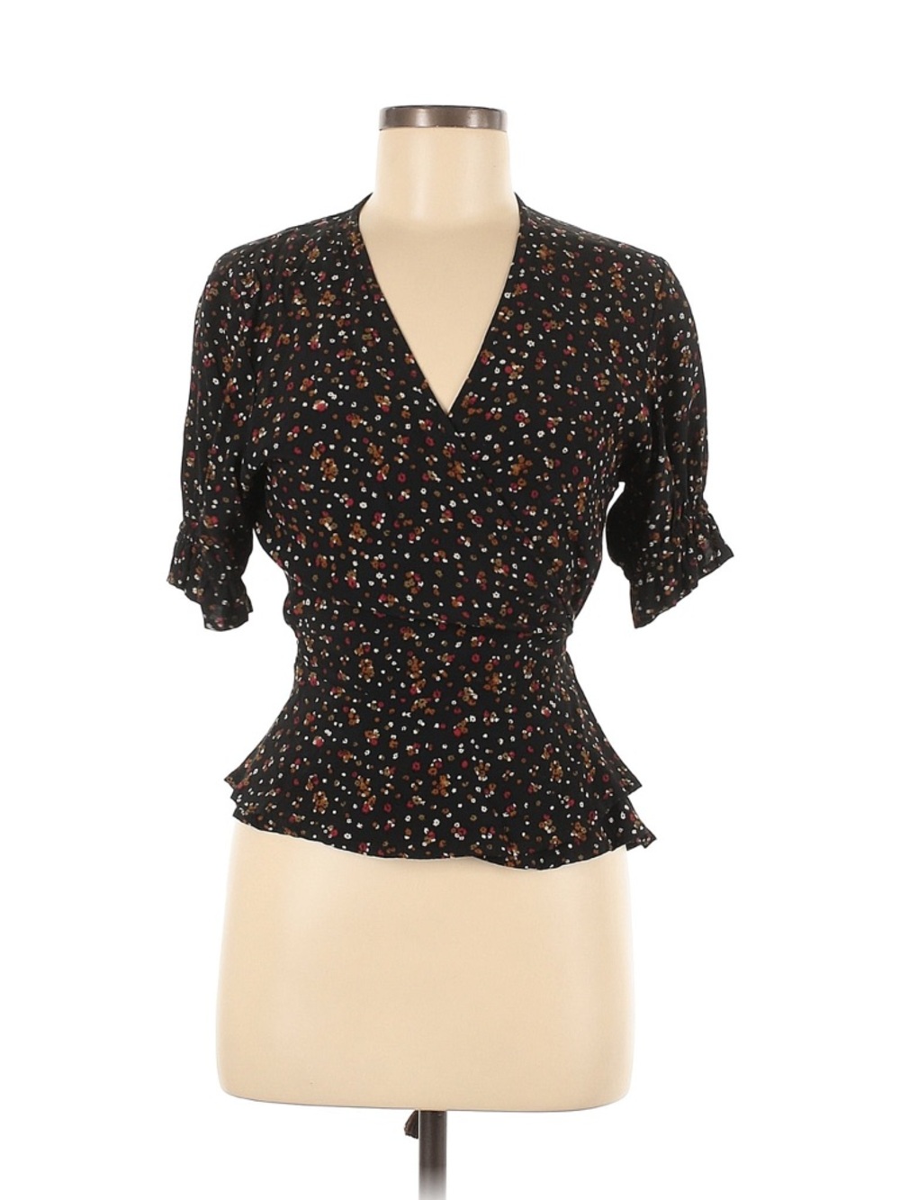 Faithfull the Brand Black Floral Wrap Blouse